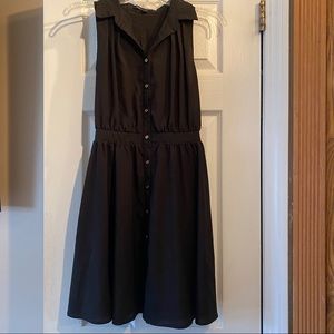 Sweet Rain Black Sleeveless Button Down Dress. S